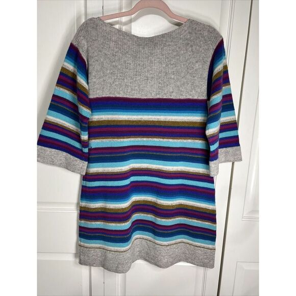 Free People Women's Medium Gray and Multicolored Striped Mini Sweater Dress - Picture 6 of 7